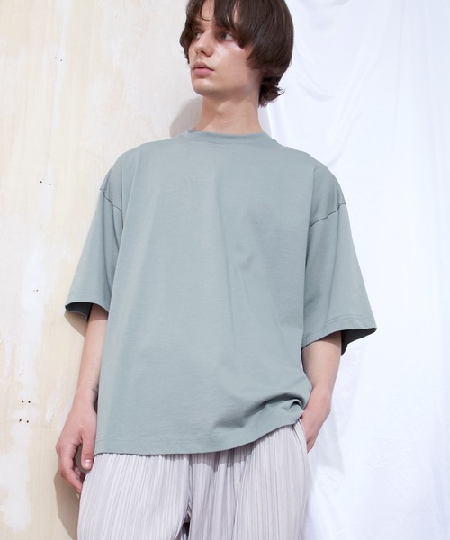 EMMA CLOTHES(エマクローズ)の「シルケットライク天竺 オーバーサイズS/Sカットソー 無地T トップス Tシャツ MERCERIZATION COTTON OVERSIZED SS TEE - EMMA CLOTHES-(Tシャツ/カットソー・メンズ・ホワイト/ブラック/グレー系その他/グリーン系その他/ブルー系その他/パープル系その他/ライトベージュ/グレー系その他2・S/M/L)」の7枚目の写真