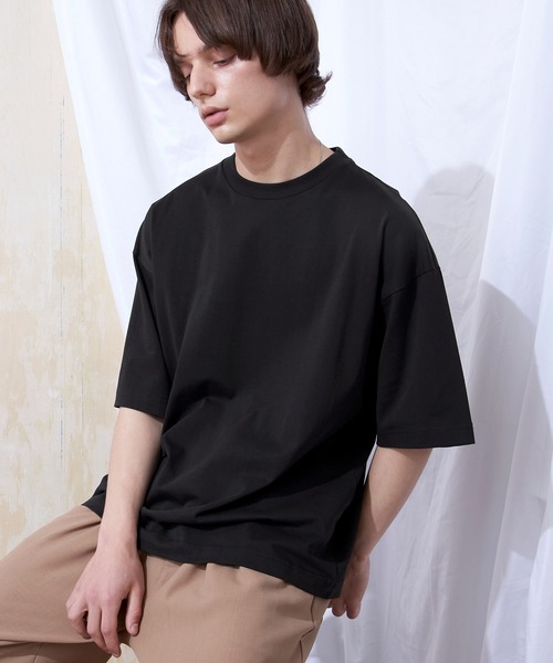 EMMA CLOTHES(エマクローズ)の「シルケットライク天竺 オーバーサイズS/Sカットソー 無地T トップス Tシャツ MERCERIZATION COTTON OVERSIZED SS TEE - EMMA CLOTHES-(Tシャツ/カットソー・メンズ・ホワイト/ブラック/グレー系その他/グリーン系その他/ブルー系その他/パープル系その他/ライトベージュ/グレー系その他2・S/M/L)」の3枚目の写真