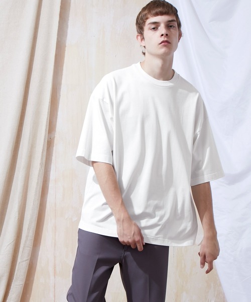 EMMA CLOTHES(エマクローズ)の「シルケットライク天竺 オーバーサイズS/Sカットソー 無地T トップス Tシャツ MERCERIZATION COTTON OVERSIZED SS TEE - EMMA CLOTHES-(Tシャツ/カットソー・メンズ・ホワイト/ブラック/グレー系その他/グリーン系その他/ブルー系その他/パープル系その他/ライトベージュ/グレー系その他2・S/M/L)」の22枚目の写真