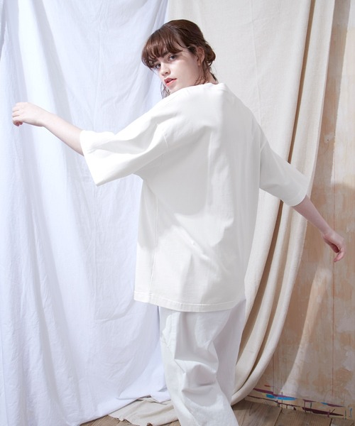 EMMA CLOTHES(エマクローズ)の「シルケットライク天竺 オーバーサイズS/Sカットソー 無地T トップス Tシャツ MERCERIZATION COTTON OVERSIZED SS TEE - EMMA CLOTHES-(Tシャツ/カットソー・メンズ・ホワイト/ブラック/グレー系その他/グリーン系その他/ブルー系その他/パープル系その他/ライトベージュ/グレー系その他2・S/M/L)」の15枚目の写真
