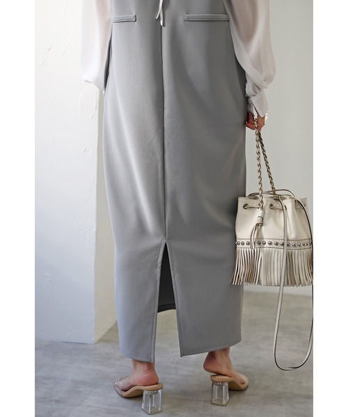 セール】Vネックロングジャンスカ/ポケット付き（ジャンパースカート