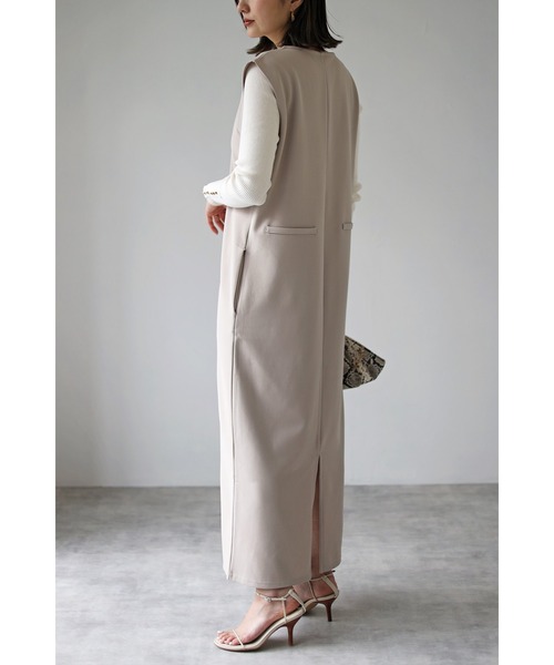 Bonjour Sagan(ボンジュールサガン)の「Vネックロングジャンスカ/ポケット付き(ジャンパースカート・レディース・ブラック/ベージュ/キャメル/グレー/ワインレッド/グリーン・FREE)」の18枚目の写真