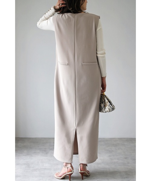 Bonjour Sagan(ボンジュールサガン)の「Vネックロングジャンスカ/ポケット付き(ジャンパースカート・レディース・ブラック/ベージュ/キャメル/グレー/ワインレッド/グリーン・FREE)」の19枚目の写真