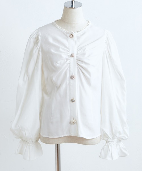 one after another NICE CLAUP（ワンアフターアナザーナイスクラップ）の「キラキラvintageボタンブラウス（シャツ/ブラウス・レディース・オフホワイト/ブラック/ベージュ・FREE）」の20枚目の写真