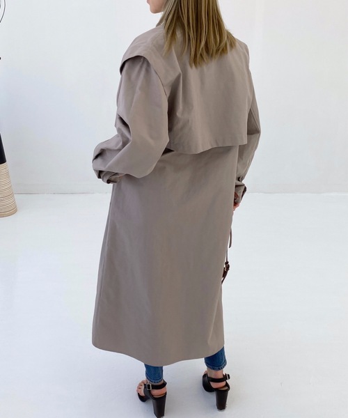 StyleSea（スタイルシー）の「コットンツイルヨークレイヤードワンピースコート（トレンチコート・レディース・ライトベージュ/グレー/ベージュ・FREE）」の16枚目の写真