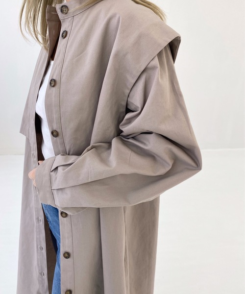 StyleSea（スタイルシー）の「コットンツイルヨークレイヤードワンピースコート（トレンチコート・レディース・ライトベージュ/グレー/ベージュ・FREE）」の17枚目の写真