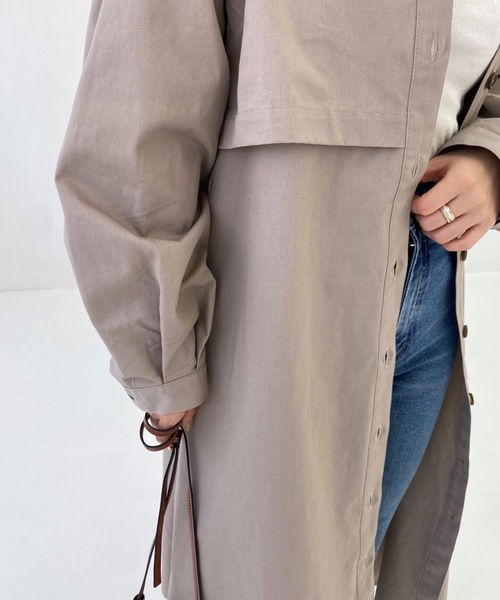 StyleSea（スタイルシー）の「コットンツイルヨークレイヤードワンピースコート（トレンチコート・レディース・ライトベージュ/グレー/ベージュ・FREE）」の18枚目の写真