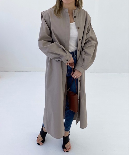 StyleSea（スタイルシー）の「コットンツイルヨークレイヤードワンピースコート（トレンチコート・レディース・ライトベージュ/グレー/ベージュ・FREE）」の11枚目の写真