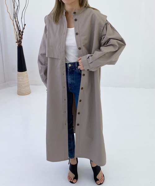 StyleSea（スタイルシー）の「コットンツイルヨークレイヤードワンピースコート（トレンチコート・レディース・ライトベージュ/グレー/ベージュ・FREE）」の12枚目の写真