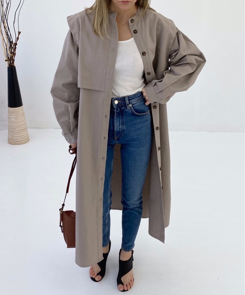 StyleSea（スタイルシー）の「コットンツイルヨークレイヤードワンピースコート（トレンチコート・レディース・ライトベージュ/グレー/ベージュ・FREE）」の13枚目の写真