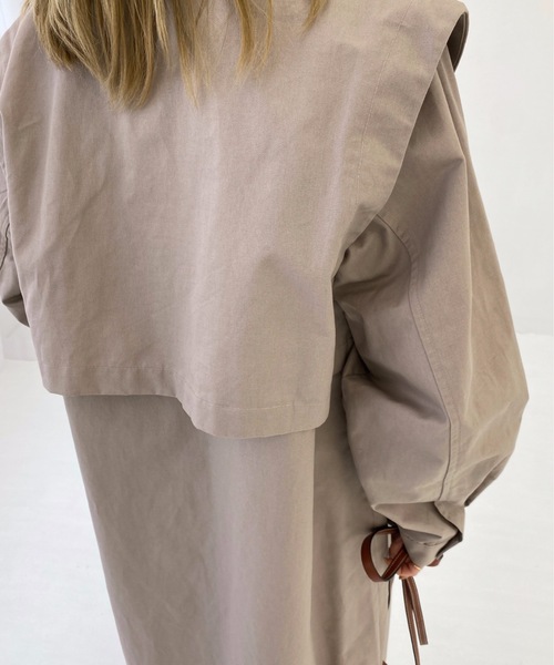 StyleSea（スタイルシー）の「コットンツイルヨークレイヤードワンピースコート（トレンチコート・レディース・ライトベージュ/グレー/ベージュ・FREE）」の19枚目の写真
