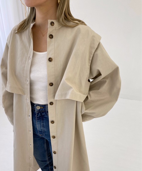 StyleSea（スタイルシー）の「コットンツイルヨークレイヤードワンピースコート（トレンチコート・レディース・ライトベージュ/グレー/ベージュ・FREE）」の10枚目の写真