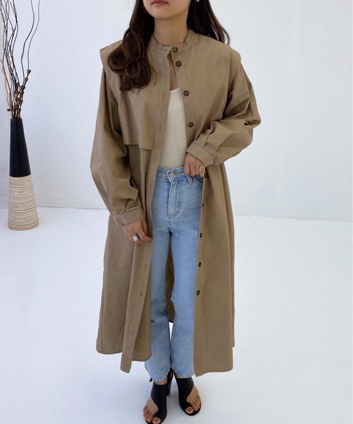 StyleSea（スタイルシー）の「コットンツイルヨークレイヤードワンピースコート（トレンチコート・レディース・ライトベージュ/グレー/ベージュ・FREE）」の20枚目の写真
