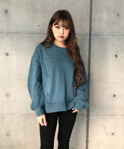 ENVYM（アンビー）の「切替ピグメントＰＯ（スウェット・レディース・ブラック/パープル/ブルー・FREE）」の3枚目の写真