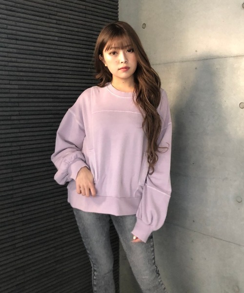 ENVYM（アンビー）の「切替ピグメントＰＯ（スウェット・レディース・ブラック/パープル/ブルー・FREE）」の4枚目の写真