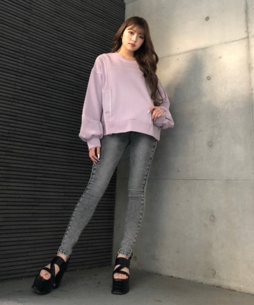 ENVYM（アンビー）の「切替ピグメントＰＯ（スウェット・レディース・ブラック/パープル/ブルー・FREE）」の8枚目の写真