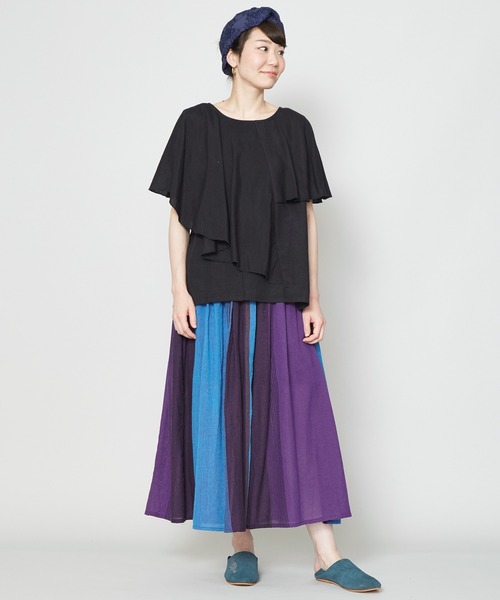 チャイハネ(チャイハネ)の「【チャイハネ】yul マルチストライプスカート(スカート・レディース・ベージュ/ブラック/グリーン・FREE)」の9枚目の写真