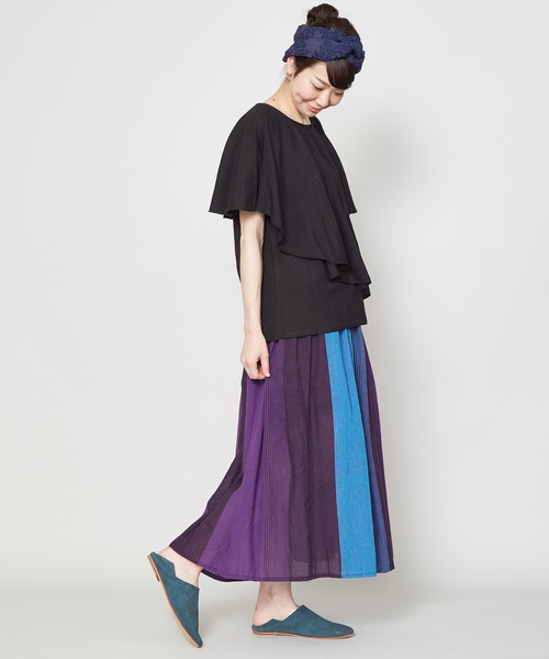 チャイハネ(チャイハネ)の「【チャイハネ】yul マルチストライプスカート(スカート・レディース・ベージュ/ブラック/グリーン・FREE)」の10枚目の写真