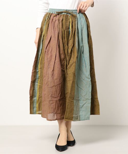 チャイハネ(チャイハネ)の「【チャイハネ】yul マルチストライプスカート(スカート・レディース・ベージュ/ブラック/グリーン・FREE)」の12枚目の写真