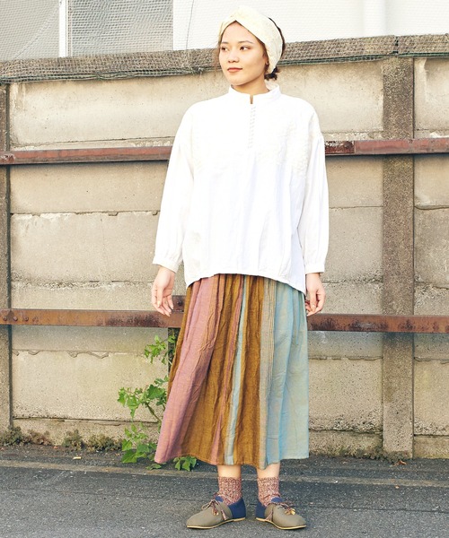 チャイハネ(チャイハネ)の「【チャイハネ】yul マルチストライプスカート(スカート・レディース・ベージュ/ブラック/グリーン・FREE)」の13枚目の写真