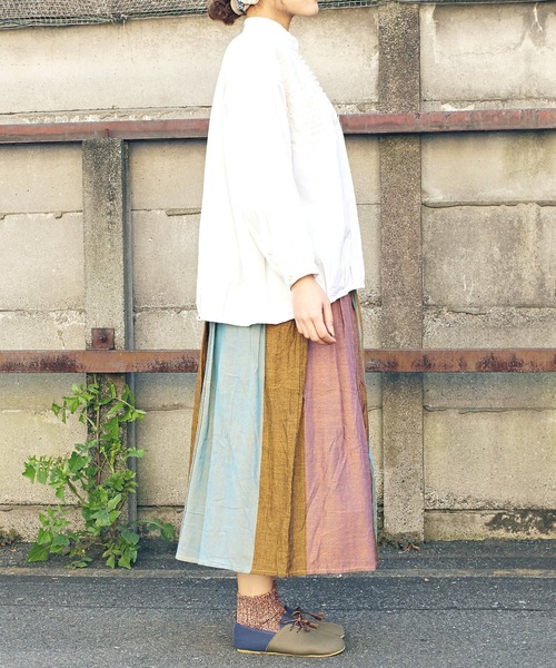 チャイハネ(チャイハネ)の「【チャイハネ】yul マルチストライプスカート(スカート・レディース・ベージュ/ブラック/グリーン・FREE)」の14枚目の写真