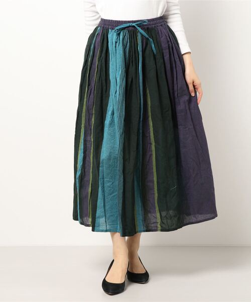 チャイハネ(チャイハネ)の「【チャイハネ】yul マルチストライプスカート(スカート・レディース・ベージュ/ブラック/グリーン・FREE)」の7枚目の写真