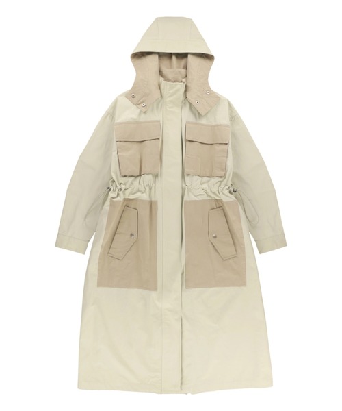 セール】Contrast Oversized Military Coat/コントラスト