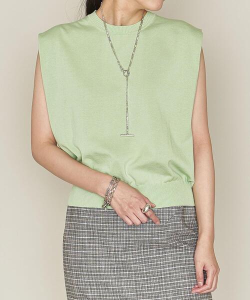 ASTRAET（アストラット）の「＜ASTRAET（アストラット）＞14G クルーネック ノースリーブニット◆（ニット/セーター・レディース・ホワイト/ブラック/ライム/モカ・FREE）」の4枚目の写真