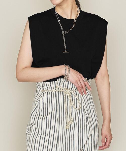 ASTRAET（アストラット）の「＜ASTRAET（アストラット）＞14G クルーネック ノースリーブニット◆（ニット/セーター・レディース・ホワイト/ブラック/ライム/モカ・FREE）」の3枚目の写真