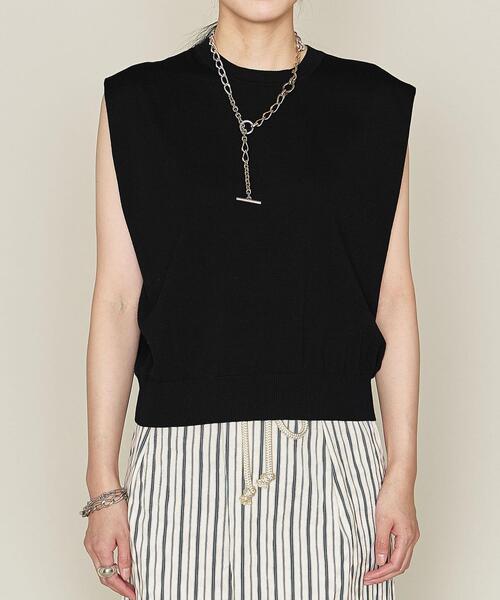 ASTRAET（アストラット）の「＜ASTRAET（アストラット）＞14G クルーネック ノースリーブニット◆（ニット/セーター・レディース・ホワイト/ブラック/ライム/モカ・FREE）」の5枚目の写真