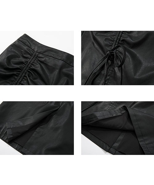 Fano Studios（ファノ ストゥディオズ）の「【Fano Studios】Pu leather gathered design middle skirt FC21B013（スカート・レディース・ブラック・L/S/M）」の12枚目の写真