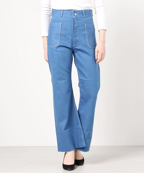 YOUNG&OLSEN The DRYGOODS STORE(ヤングアンドオルセン)の「【YOUNG & OLSEN The DRYGOODS STORE】/40'S MARINE BELLS(デニムパンツ・レディース・ライトインディゴブルー/ホワイト/ブルー・2)」の2枚目の写真