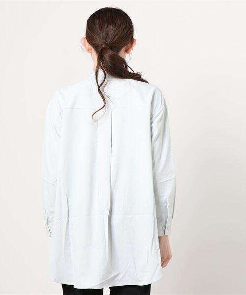 SUIT SELECT（スーツセレクト）の「チュニック丈・バンドカラーロングテールシャツ（シャツ/ブラウス・レディース・ブラック/ベージュ/モカ/ライトグレー/オフホワイト/ネイビー/ミント/ピンクベージュ・FREE）」の14枚目の写真