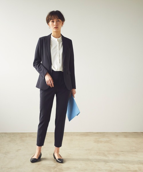 SUIT SELECT（スーツセレクト）の「チュニック丈・バンドカラーロングテールシャツ（シャツ/ブラウス・レディース・ブラック/ベージュ/モカ/ライトグレー/オフホワイト/ネイビー/ミント/ピンクベージュ・FREE）」の9枚目の写真