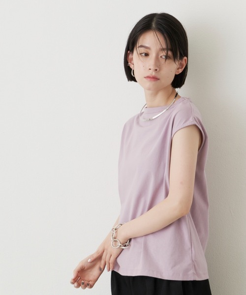 manana suerte(マニャーナスエルテ)の「オーガニックコットン ノースリーブTシャツ(Tシャツ/カットソー・レディース・ブラック/グレー/オフホワイト/ミント/ライトパープル・FREE)」の5枚目の写真