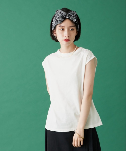 manana suerte(マニャーナスエルテ)の「オーガニックコットン ノースリーブTシャツ(Tシャツ/カットソー・レディース・ブラック/グレー/オフホワイト/ミント/ライトパープル・FREE)」の2枚目の写真