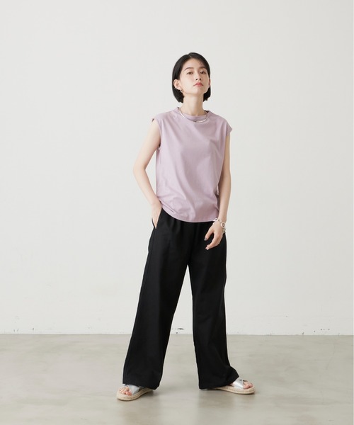 manana suerte(マニャーナスエルテ)の「オーガニックコットン ノースリーブTシャツ(Tシャツ/カットソー・レディース・ブラック/グレー/オフホワイト/ミント/ライトパープル・FREE)」の15枚目の写真