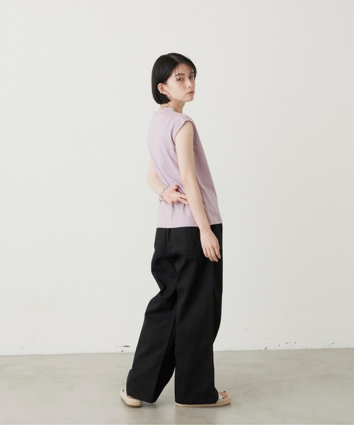manana suerte(マニャーナスエルテ)の「オーガニックコットン ノースリーブTシャツ(Tシャツ/カットソー・レディース・ブラック/グレー/オフホワイト/ミント/ライトパープル・FREE)」の13枚目の写真
