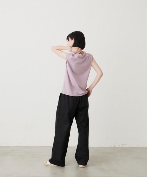 manana suerte(マニャーナスエルテ)の「オーガニックコットン ノースリーブTシャツ(Tシャツ/カットソー・レディース・ブラック/グレー/オフホワイト/ミント/ライトパープル・FREE)」の11枚目の写真
