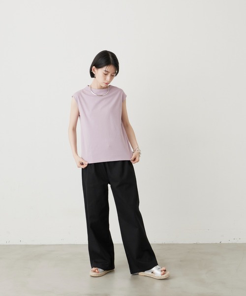 manana suerte(マニャーナスエルテ)の「オーガニックコットン ノースリーブTシャツ(Tシャツ/カットソー・レディース・ブラック/グレー/オフホワイト/ミント/ライトパープル・FREE)」の14枚目の写真