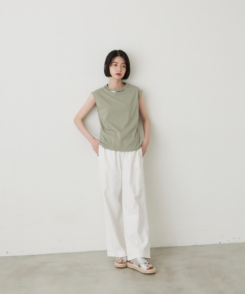 manana suerte(マニャーナスエルテ)の「オーガニックコットン ノースリーブTシャツ(Tシャツ/カットソー・レディース・ブラック/グレー/オフホワイト/ミント/ライトパープル・FREE)」の19枚目の写真