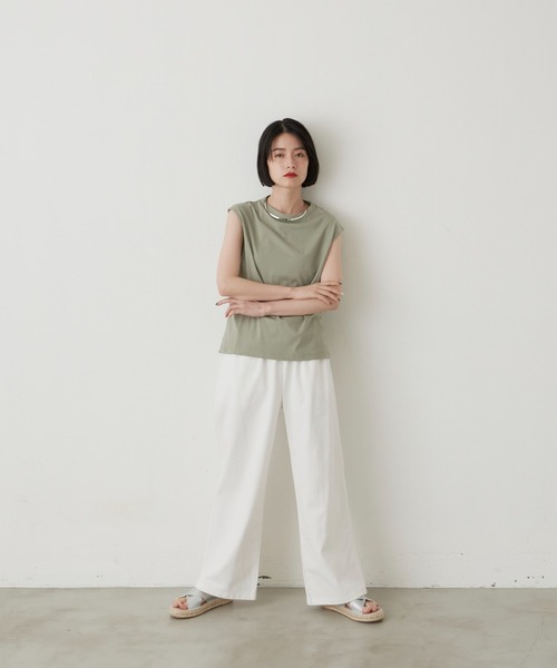 manana suerte(マニャーナスエルテ)の「オーガニックコットン ノースリーブTシャツ(Tシャツ/カットソー・レディース・ブラック/グレー/オフホワイト/ミント/ライトパープル・FREE)」の18枚目の写真