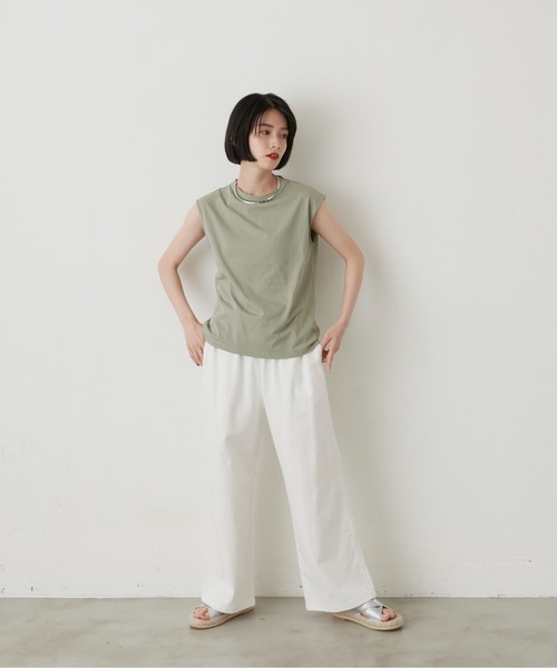 manana suerte(マニャーナスエルテ)の「オーガニックコットン ノースリーブTシャツ(Tシャツ/カットソー・レディース・ブラック/グレー/オフホワイト/ミント/ライトパープル・FREE)」の20枚目の写真