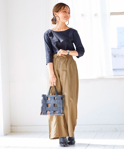 KOBE LETTUCE（コウベレタス）の「ウエストゴムイージーワイドパンツ（その他パンツ・レディース・ブラック/ベージュ/ホワイト系その他/ミント・M/S）」の4枚目の写真