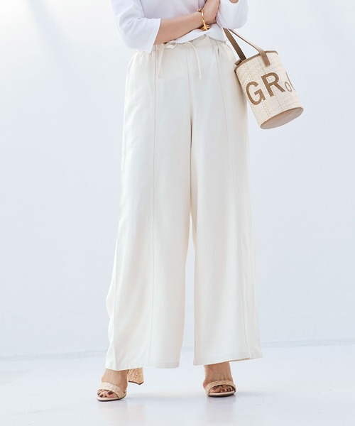 KOBE LETTUCE（コウベレタス）の「ウエストゴムイージーワイドパンツ（その他パンツ・レディース・ブラック/ベージュ/ホワイト系その他/ミント・M/S）」の2枚目の写真