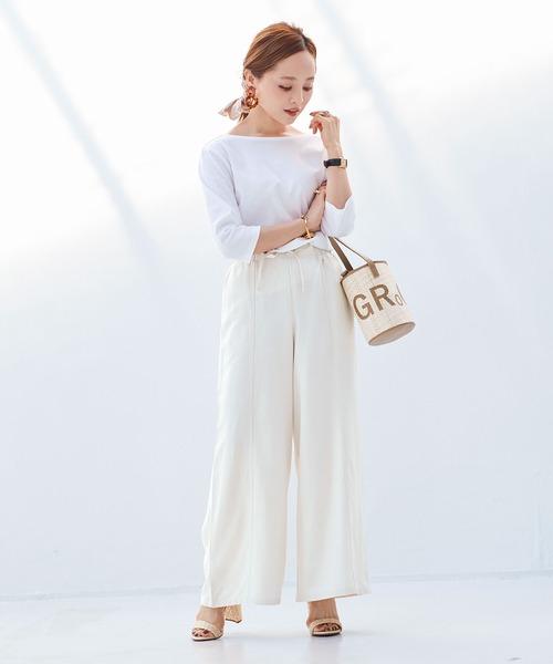 KOBE LETTUCE（コウベレタス）の「ウエストゴムイージーワイドパンツ（その他パンツ・レディース・ブラック/ベージュ/ホワイト系その他/ミント・M/S）」の11枚目の写真