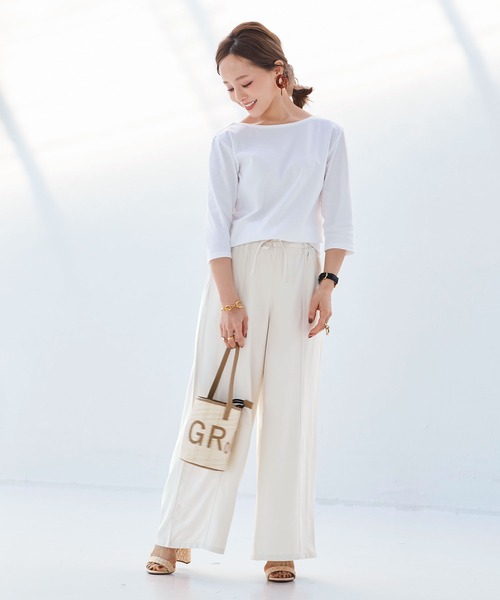 KOBE LETTUCE（コウベレタス）の「ウエストゴムイージーワイドパンツ（その他パンツ・レディース・ブラック/ベージュ/ホワイト系その他/ミント・M/S）」の8枚目の写真