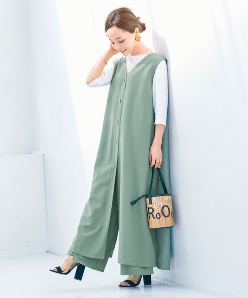 KOBE LETTUCE（コウベレタス）の「ウエストゴムイージーワイドパンツ（その他パンツ・レディース・ブラック/ベージュ/ホワイト系その他/ミント・M/S）」の12枚目の写真