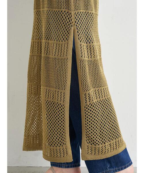 earth music&ecology(アースミュージックアンドエコロジー)の「メッシュニットロングワンピース *(ワンピース・レディース・その他8/カーキ/ベージュ・FREE)」の16枚目の写真