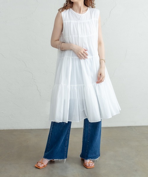 mystic(ミスティック)の「ティアードワンピース(ワンピース・レディース・オフホワイト/グリーン/ブラック・FREE)」の4枚目の写真